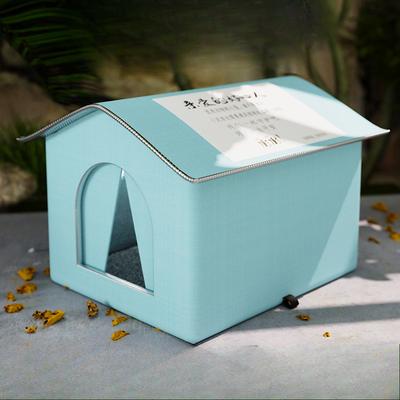 Uplifted Trends Waterproof Outdoor Winter Pet Cave Bed For Small Dogs Foldable & Washable Pet House basic Blue
