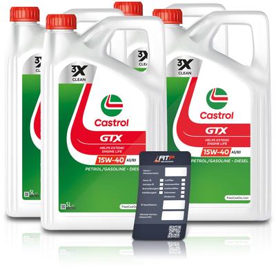 Castrol 20 L GTX 15W-40 A3/B3 + Ölwechsel-Anhänger [Hersteller-Nr. 15F629]
