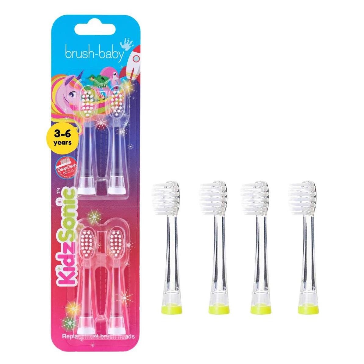 Brush-Baby KidzSonic Rocket and Unicorn Replacement Brush Heads Age 3 (4x) (5060178102161)