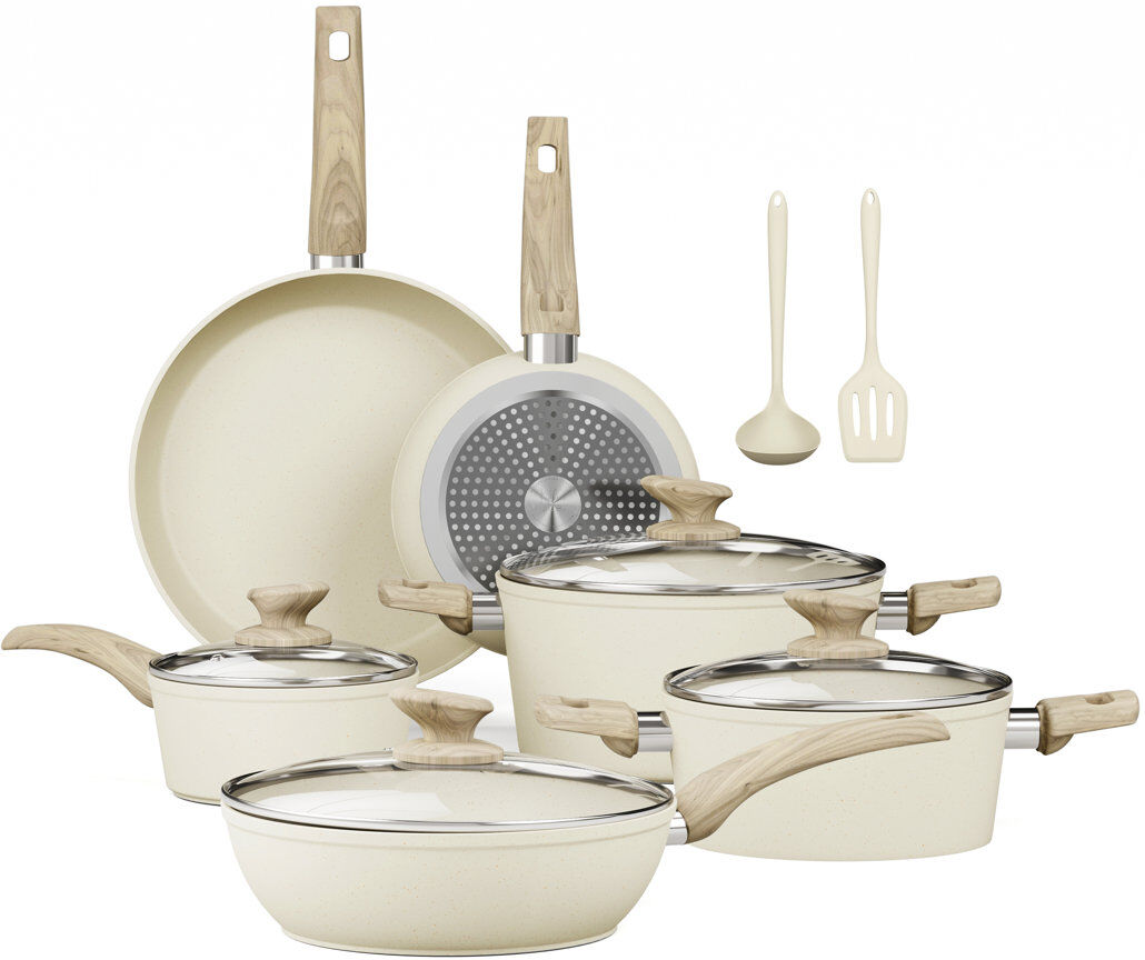 Blue Elephant 8 - Piece Non-Stick Cookware Set Beige/Ivory 8