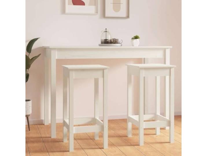 KGHFDVB Barstühle 2 STK Weiß 40x40x78 cm Massivholz Kiefer Massivholz Kiefer, Naturmaterial, gerade Maserung, ohne Rückenlehne, multifunktional, 110 kg Tragkraft, Montageanleitung