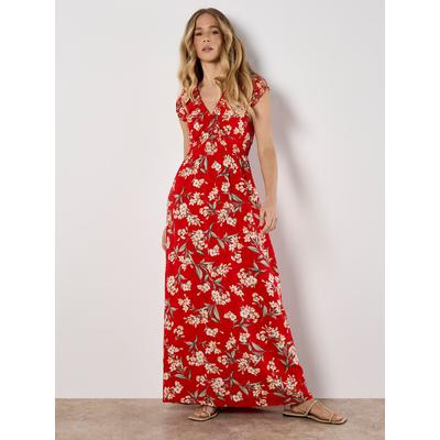 Maxikleid APRICOT "Jasmine Maxikleid in Wickeloptik", Damen, Gr. M (38), N-Gr, rot, gewebt, Obermaterial: 100% Viskose CV., geblümt, schmal, Kleider Maxikleid, mit Blumenmuster
