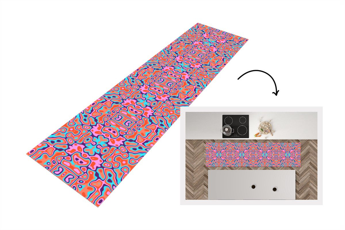KitchenYeah Keukenloper Abstract Lavalamp Vinyl - 200 x 50 cm