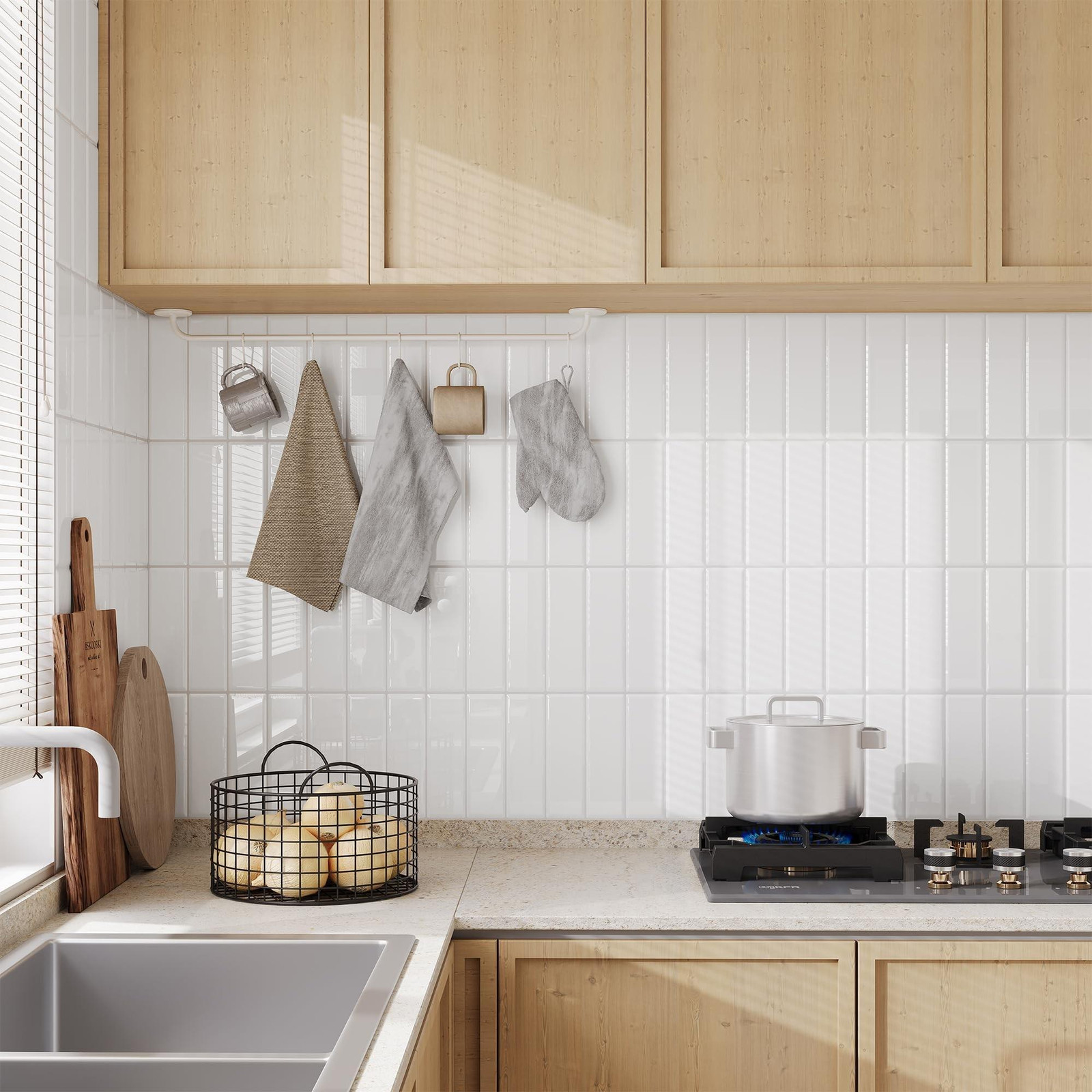 Set van 10 Upgrade 3D Tegel Stickers voor Badkamer en Keuken, Wit