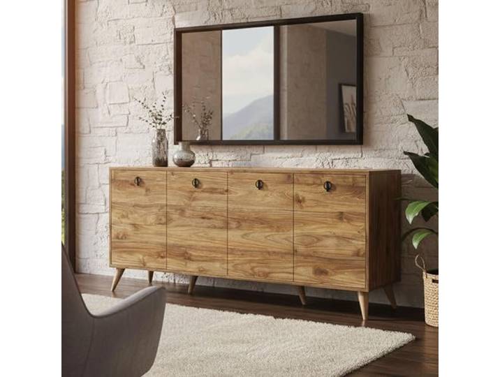 Dmora Anrichte Dagon 180x45x80 cm Braun 2 Böden 4 Türen, Sideboard