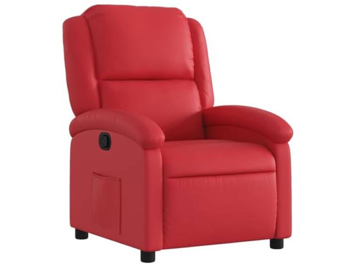 Tmriohed Relaxsessel Rot Kunstleder Manuell verstellbar TV Sessel Ergonomischer Ruhesessel mit Seitentasche und dicker Polsterung für entspannte Stunden im Wohnzimmer oder Arbeitszimmer.