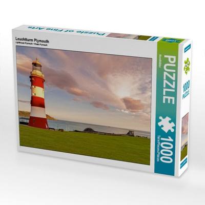 CALVENDO Puzzle Leuchtturm Plymouth | 1000 Teile Lege-Größe 64x48cm Foto-Puzzle für glückliche Stunden