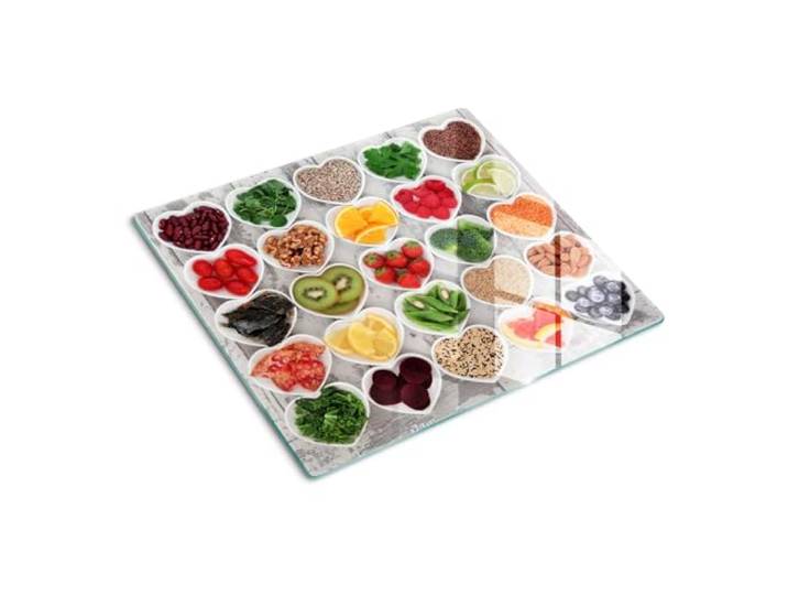 Küchenbrett Glas 60x52 cm Dünn Glasplatte Dekorativ Gehärtetes Glas für die Küche Plastikfrei Antibakteriell Lebensmittelecht Rutschfest Silikonfüße Hitzebeständig - Gesundes Essen