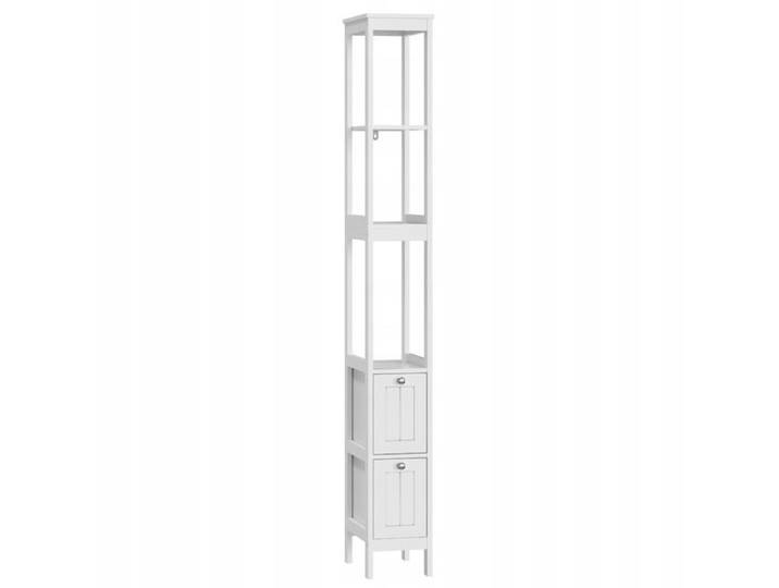 Colonne de rangement étroite blanche 20x30x160 cm 2 tiroirs 3 étagères