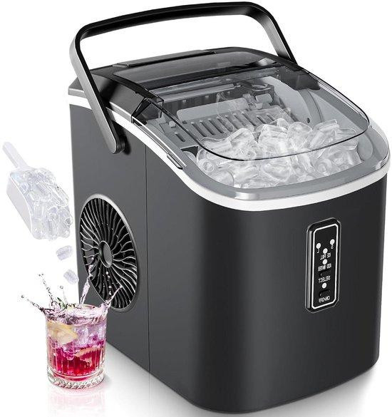 EUHOMY IJsmaker Compact Zwart - IJsvormer voor de Keuken met Zelfreinigende Functie - 12kg per dag