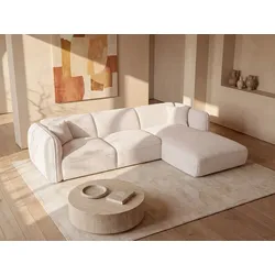 Ecksofa - Ecke rechts - Chenille-Stoff - Beige - CAMILIO von Maison Céphy