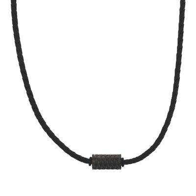 Kette mit Anhänger TOM TAILOR "Schmuck Geschenk Edelstahl Leder Kautschuk", schwarz (grau, schwarz), Halsketten, Jungen, Edelstahl Kautschuk Leder, L: 43 B: 3mm, Edelstahl, Kautschuk, Leder, B:3mm