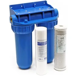 Naturewater NW-BR10B2 Doppelfilter Wasserfilter 26,16mm 3/4" Sediment Aktivkohle, Wasserfilter, Blau