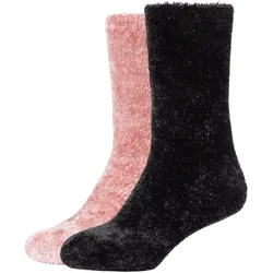2er Pack camano Cosy Aloe Vera Velvet Crew Socken Damen 9999 - black 35-38