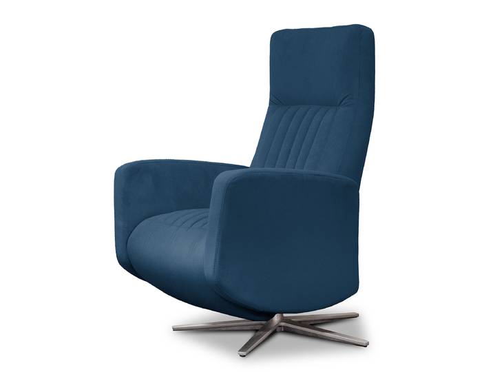home24 Relaxfauteuil blauw velours Vaia 71 x 113 x 85cm