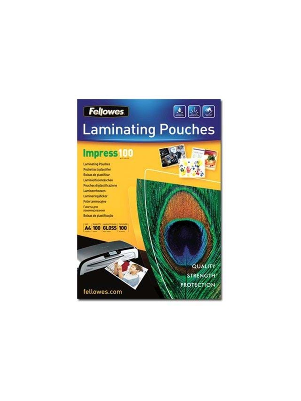 Fellowes A3 glänzende Laminierfolie 100 Mikron - 100er Pack