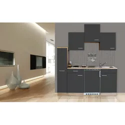 Respekta Küchenzeile KB180ESG 180 cm Grau-Eiche Sägerau Nachbildung