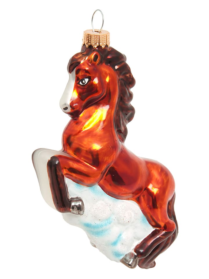 Krebs Glas Lauscha Christbaumornament "Feuerpferd" in Braun - (H)8 cm - onesize