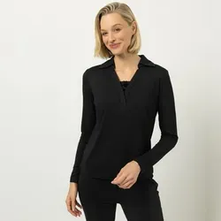 DAWID by Dawid Tomaszewski Shirt, Langarm Ausbrenner-Detail figurumspielend