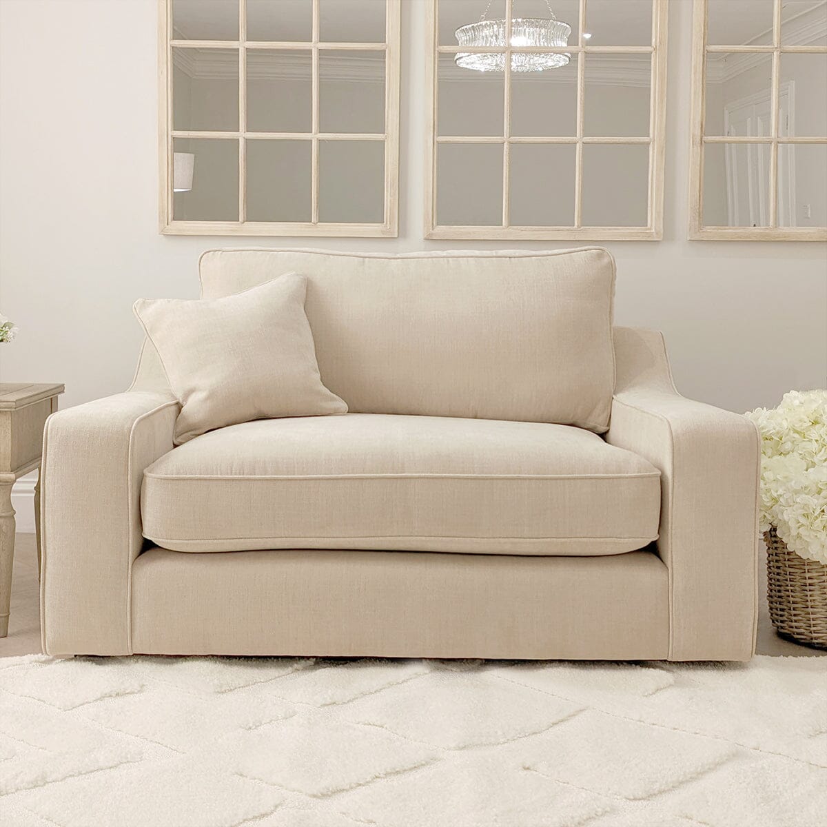 Victoria Luxury Beige Textured Sofa Range, Love Seat / Standard Back