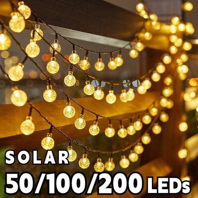 Uplift Essentials Solar Crystal Globe LED String Lights white 100led 12m