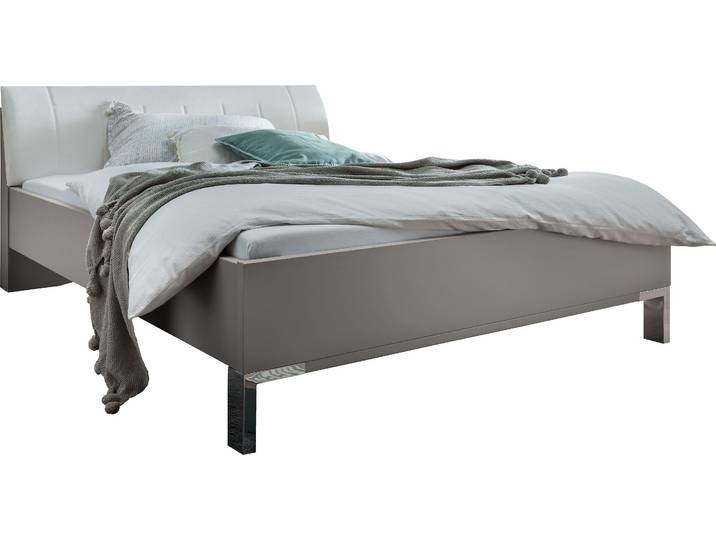 Futonbett, Grau & Weiß, 189x218 cm, Holzwerkstoff, Polsterkopfteil, Modern, Wiemann