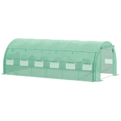 Outsunny Foliengewächshaus 6x3x2m mit aufrollbar Abdeckungen Folientunnel Treibhaus UV-Schutz Grün