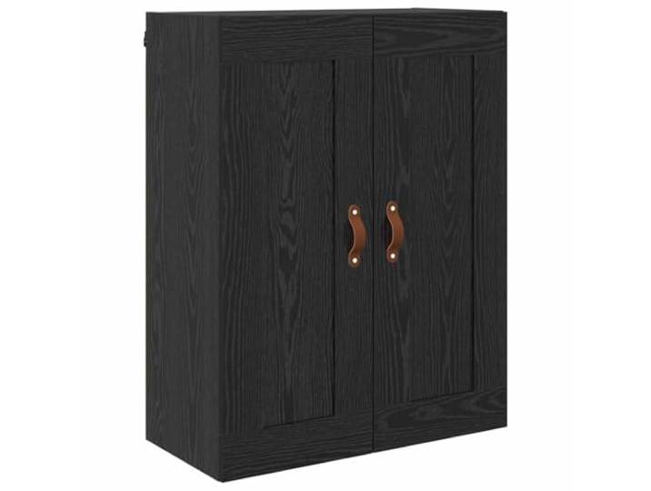 Wandschrank Schwarz Eichen-Optik 69,5 x 34 x 90 cm Wandmontage, schwarze Eichen-Optik, Holzwerkstoff, matte Ledergriffe, mehrere Regale, einfache Reinigung