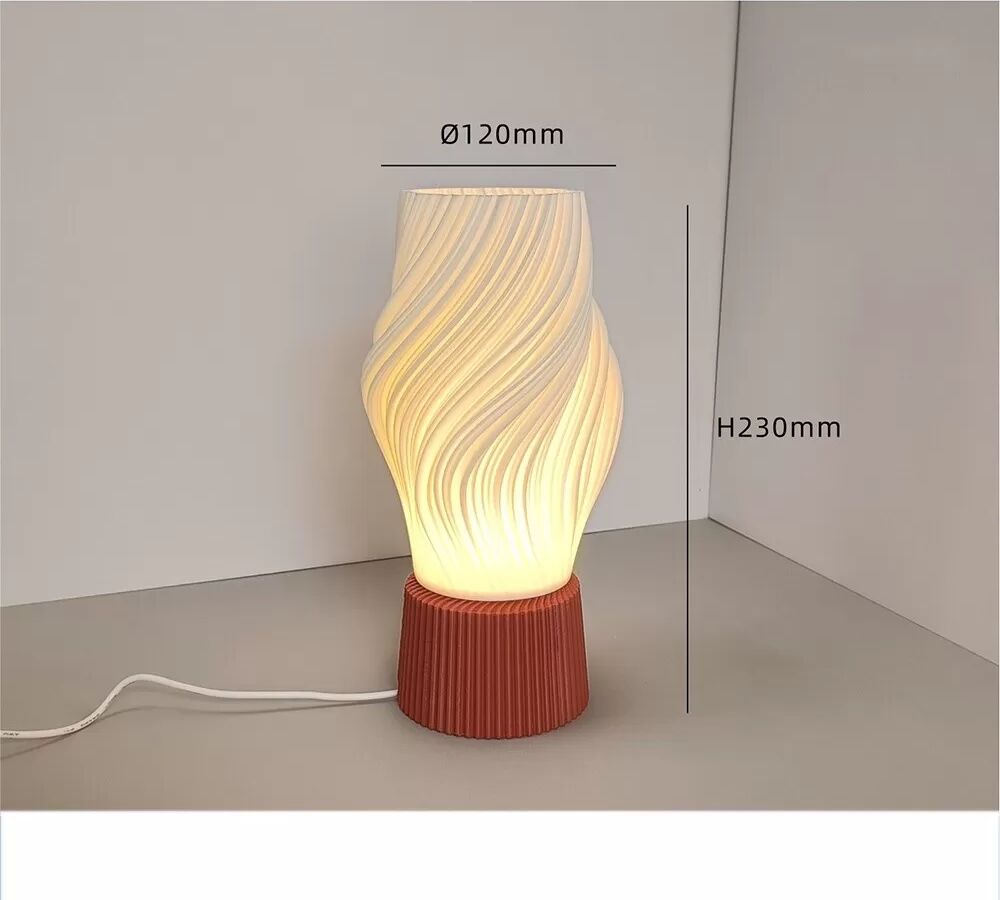 INF USB Dimmbare Schreibtischlampe mit 3D-gedrucktem Sockel - Nachttisch-Ambienteleuchte im nordischen Stil