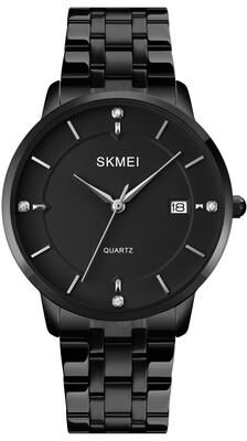 Everyday Crate SKMEI 1801 Mens Quartz Watch Casual Calendar Waterproof Wristwatch black Steel Belt