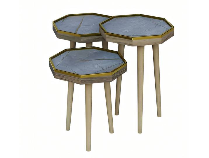 Xlmoebel Satztisch XLMOEBEL grauer Holz-Beistelltisch, modern und vielseitig (3-teilig, 3-St., MaßeBeistelltisch 1, MaßeBeistelltisch 2, MaßeBeistelltisch 3), Made in Europa