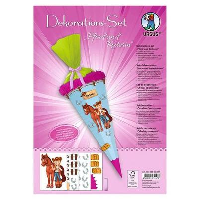 URSUS Dekorationssets Dekorations-Set Pferd und Reiterin, 4 Bogen Bastelkarton