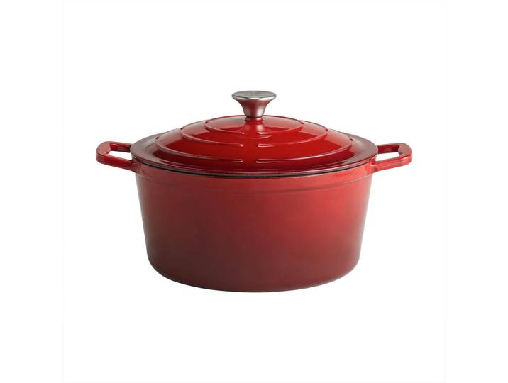 Schmortopf 5 Stars, Creme, Rot, Metall, 6 L, rund, 28x13x28 cm, Kochen, Töpfe, Schmortöpfe