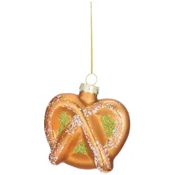 HOME STORY Weihnachtsbaumanhänger Bretzel   ¦ braun ¦ Glas ¦ Maße (cm): B: 7,5 H: 7,4 T: 3.1