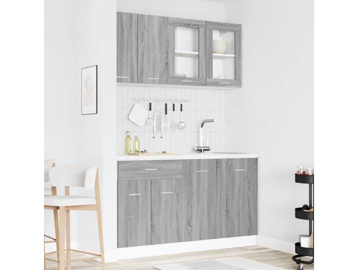 Ensemble d armoires de cuisine 4 pièces Gris sonoma Bois d ingénierie