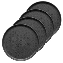 MÄSER Teller flach 28 cm UNO 4er Set, Trad. Tiles Schwarz, 581196