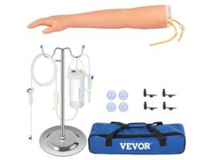 VEVOR Phlebotomie-Kit, IV Übungsarm 12 Stk. Phlebotomie-Arm-Praxis-Kit 40-70 cm Standhöhe, Trainingsarm für Intravenöse Injektion Inkl. IV-Ständer, Blutlanzette, Schlauch-/Venenanschluss, Aderpresse