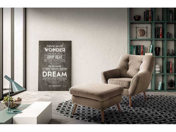 Polsterhocker 72 x 45 x 62cm Beige Cordstoff Poppy: Taupe