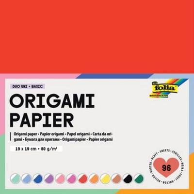Folia Faltblätter aus Origami Papier DUO UNI 80g/m², 19x19cm, 96 Blatt, farbig sortiert