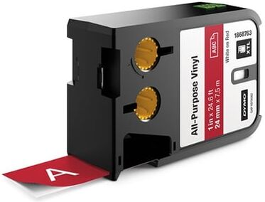 Dymo 1868763 XTL Fita vinil branco sobre vermelho 24mm