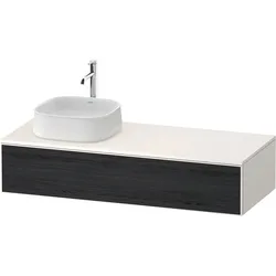 Duravit Zencha Konsolenwaschtischunterbau, 1300x550mm, 1 Auszug, 1 Ausschnitt links, ZE4812L16840000, Farbe: Front: Eiche Schwarz/Korpus: Weiß supermatt