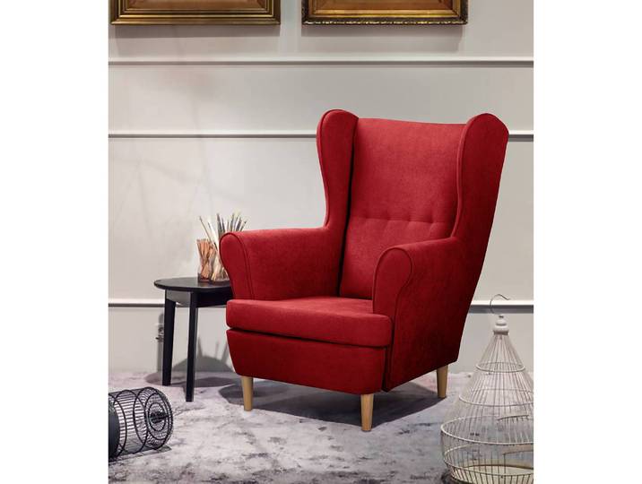 Ohrensessel Ranu I Rot Microfaser Enza 86 x 91 x 83cm