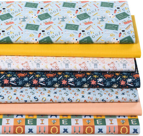 Patchwork- und Quiltpaket „Schulzeit“, bunt