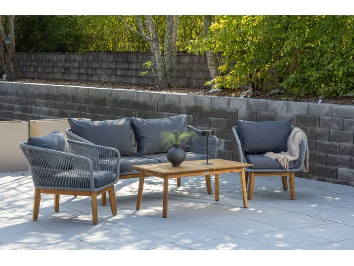 Garten Lounge Set Sorena – 4 teiliges Set in Grau - Grau - Luxusbetten24