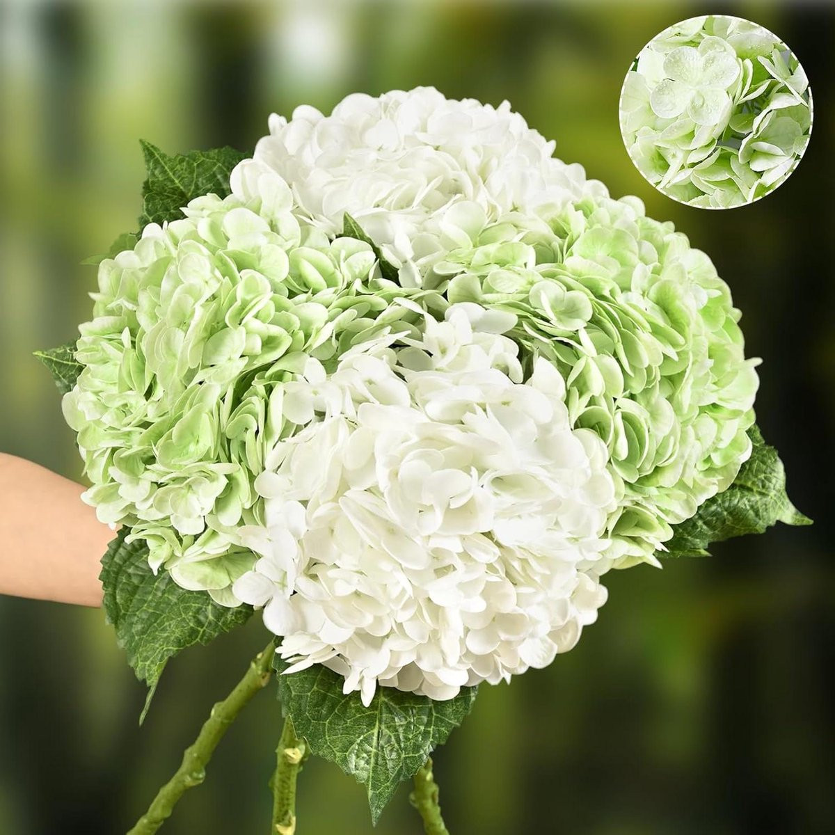 Real Touch Latex Kunst Hortensia Bloemen - Groen Wit - 533 cm