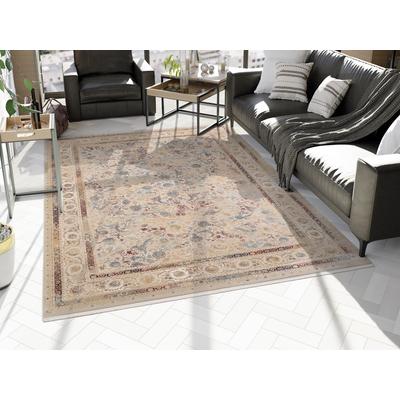 Teppich OCI DIE TEPPICHMARKE "MYSTIC LIMITED", bunt (natur, multicolor), B:67cm H:7mm L:130cm, Polyacryl, Teppiche, Teppich, florale Muster in 3D-Optik, Bordüre, maschinell gewebt, Wohnzimmer