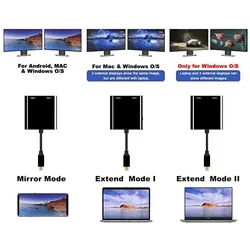 Cables Direct CDL USB C HDMI MST Adapter (HDMI), Video Adapter, Schwarz