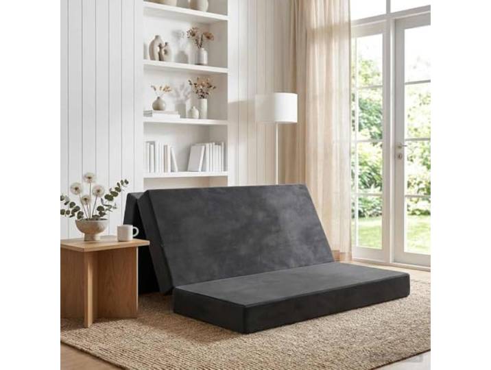 Klappsofa Bett 140 x 67 x 45 cm Dunkelgrau Polyesterstoff, Schaumstoffpolsterung, verstellbarer Mechanismus, Reißverschlussbezug, faltbar, rechteckig