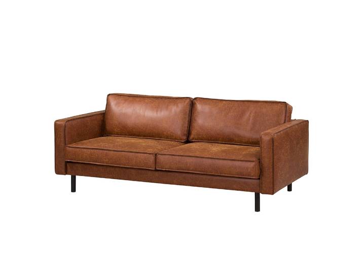 3-Sitzer Sofa Braun/Cognac Microfaser Yaka 207 x 81 x 96cm Industrial