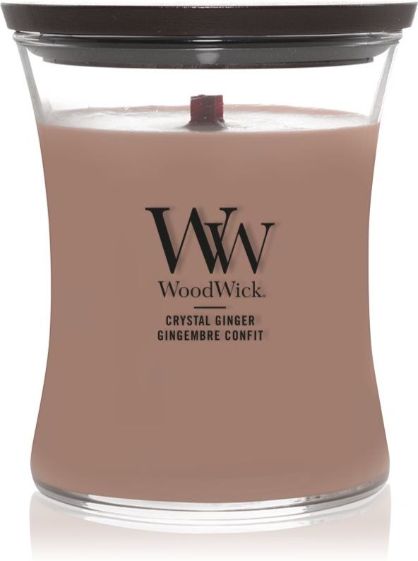Woodwick Crystal Ginger bougie parfumée avec mèche en bois 275 g